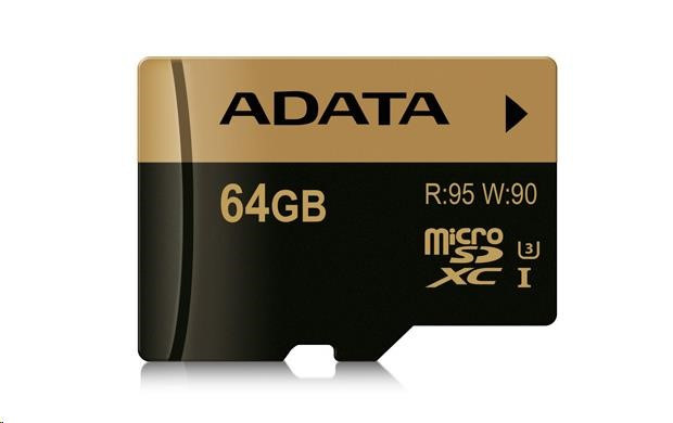 ADATA MicroSDXC karta 64GB XPG UHS-I U3 (R:95/W:90 MB/s) + SD adaptér