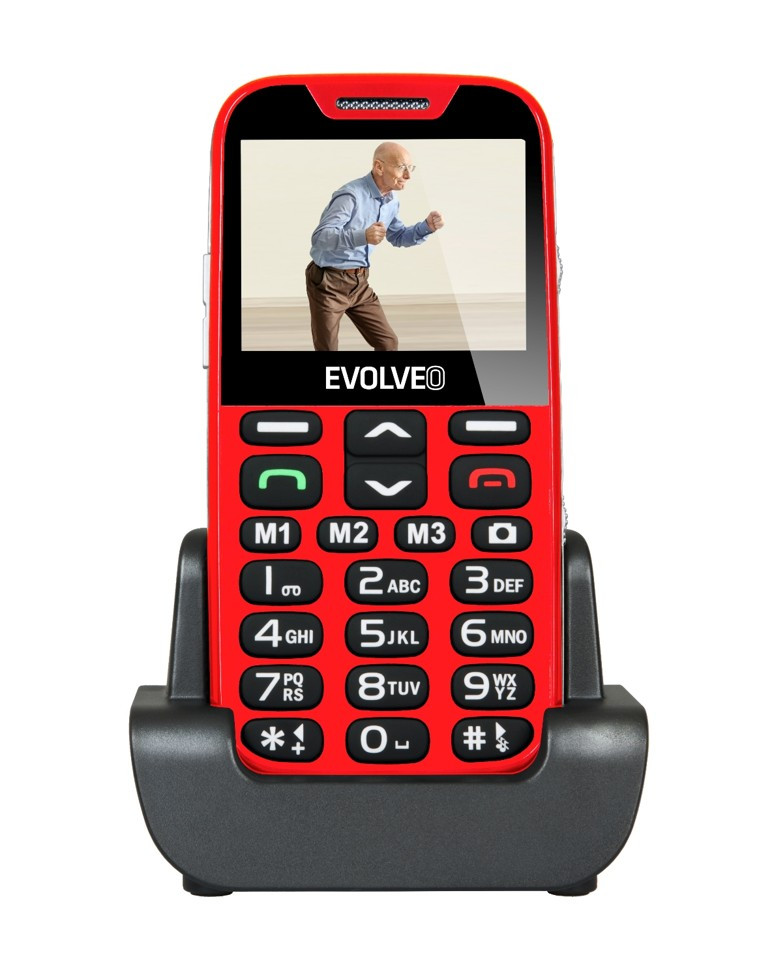 Levně EVOLVEO EasyPhone XD, mobilní telefon pro seniory s nabíjecím stojánkem (červená barva)