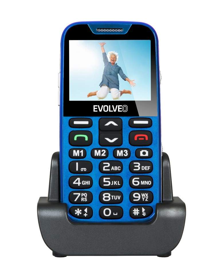 Levně EVOLVEO EasyPhone XD, mobilní telefon pro seniory s nabíjecím stojánkem (modrá barva)