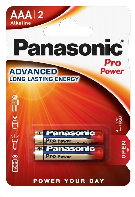 Levně PANASONIC Alkalické baterie Pro Power LR03PPG/2BP AAA 1, 5V (Blistr 2ks)