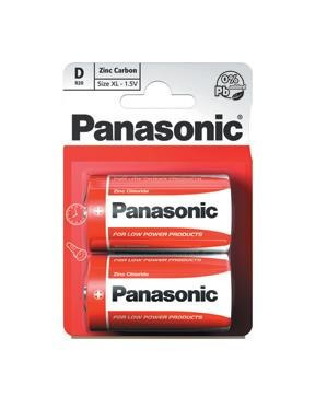 PANASONIC Zinkouhlíkové baterie Red Zinc R20RZ/2BP EU D 1, 5V (Blistr 2ks)