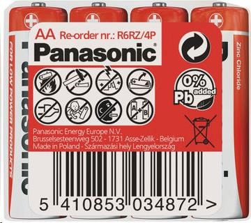 Levně PANASONIC Zinkouhlíkové baterie Red Zinc R6RZ/4P AA 1, 5V (shrink 4ks)