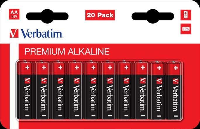 Levně VERBATIM Alkalická Baterie AA 20 Pack / LR6