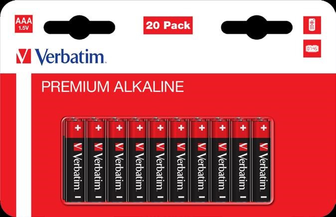Levně VERBATIM Alkalická Baterie AAA 20 Pack / LR03