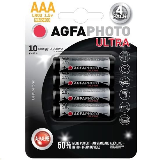 Levně AgfaPhoto Ultra alkalická baterie LR03/AAA, 4ks