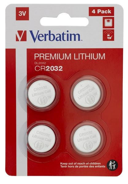 Levně VERBATIM Lithium baterie CR2032 3V 4ks v balení