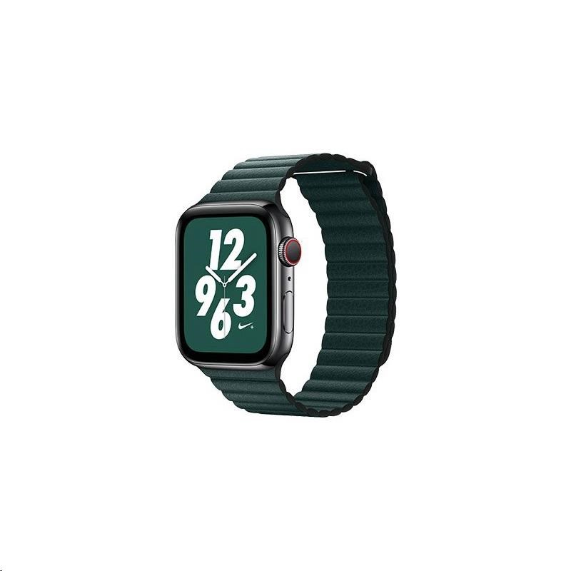 COTEetCI kožený magnetický řemínek Loop Band pro Apple Watch 42 / 44 / 45 mm tmavě zelený