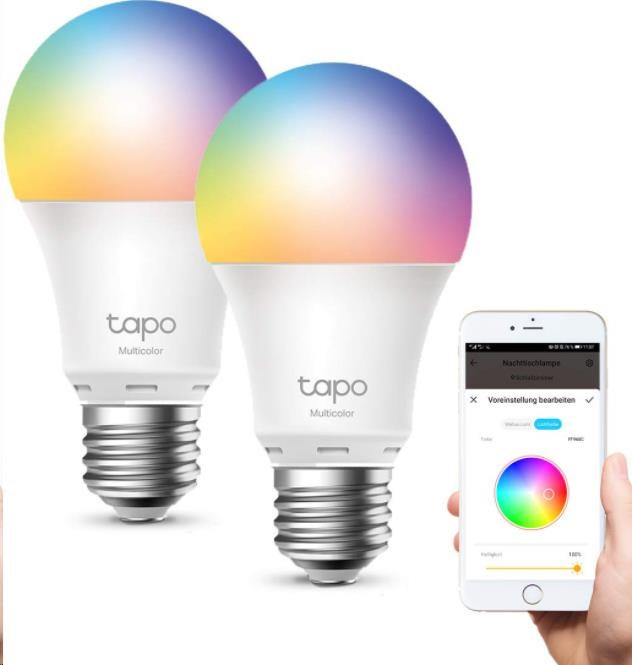 TP-Link Tapo L530E(2-pack) chytrá WiFi stmívatelná LED žárovka (barevná, 2500K-6500K, 806lm, 2, 4GHz, E27)