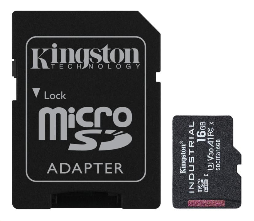 Levně Kingston MicroSDHC karta 16GB Industrial C10 A1 pSLC Card + SD Adapter