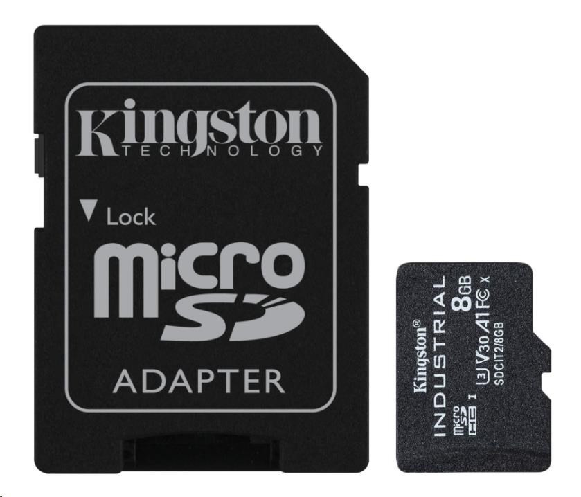 Levně Kingston MicroSDHC karta 8GB Industrial C10 A1 pSLC Card + SD Adapter